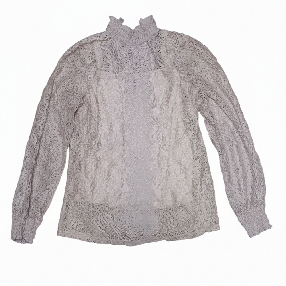 4/20$ Cable & Gauge Lace Blouse - Light Purple - Picture 2 of 3